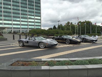 Ford GT's on display in Dearborn before national rally