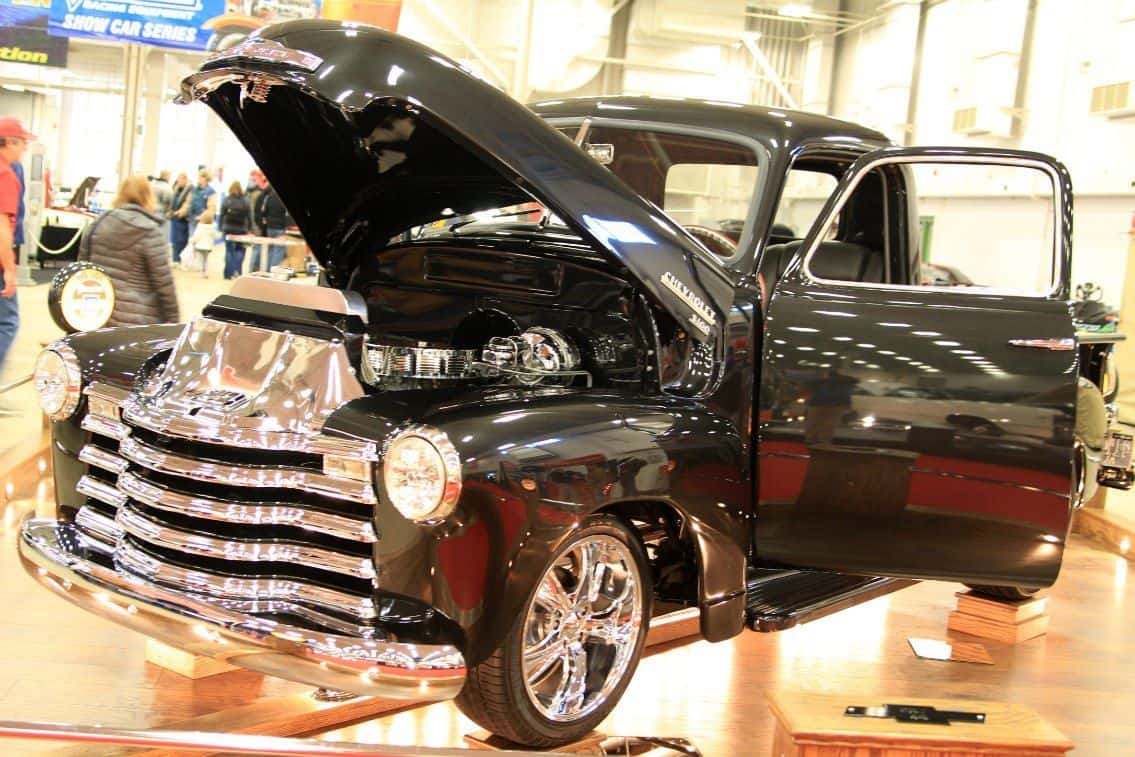 Chevy 3100 black pickup turns heads