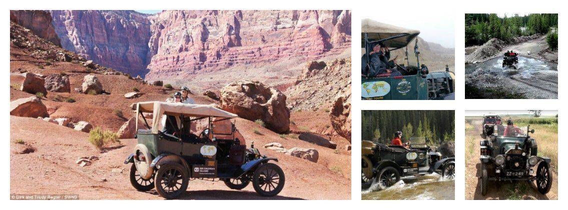 Model T crosses rough terrain on world tour